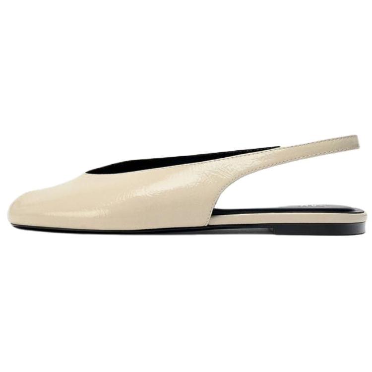 ZARA Slingback Flat Shoes Beige Womens 3599610850 39
