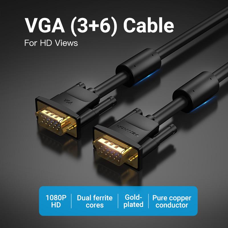 VENTION DAEBQ 20m 1080P 60Hz VGA 3+6 Male To Male Gold Plated Connector Cable
