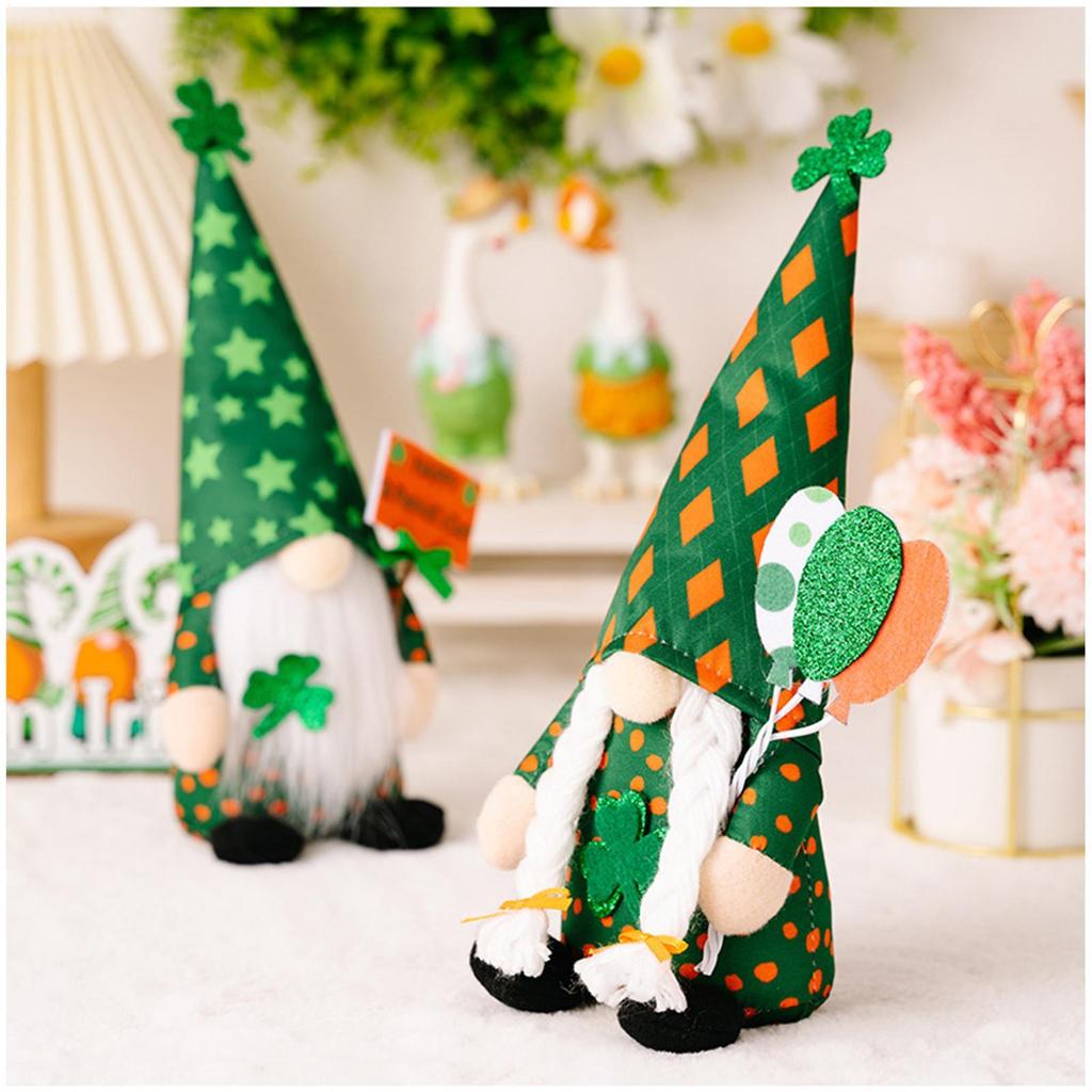 Christmas Gnomes Holiday Cute St Patrick Day Soft Doll Rustic Tabletop Christmas Gnome For Desk Table Shelf Mantel Tiered Tray