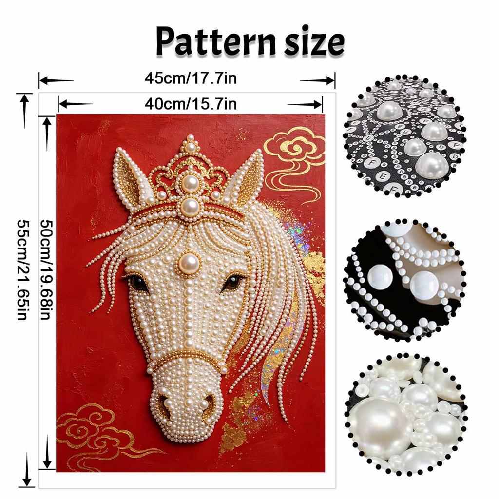 DIY Pearl Diamond Art Painting kits for Adult and Beginners, Majestic Horse Sparkling Painting Craft Home Wall Decor handmade Gift