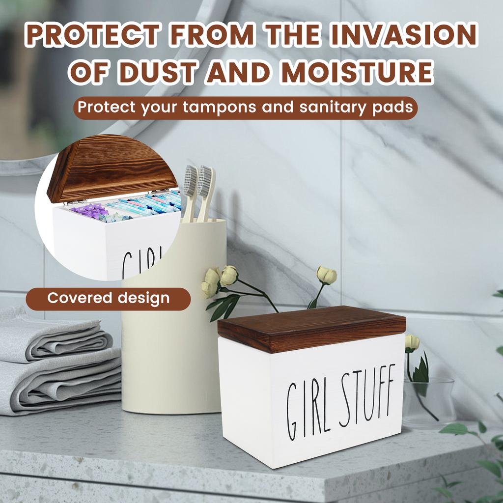 Tampon Holder Organizer Cotton Pads Tampon Storage Holder Practical Tampon and Pad Storage Container with Lid Large Capacity