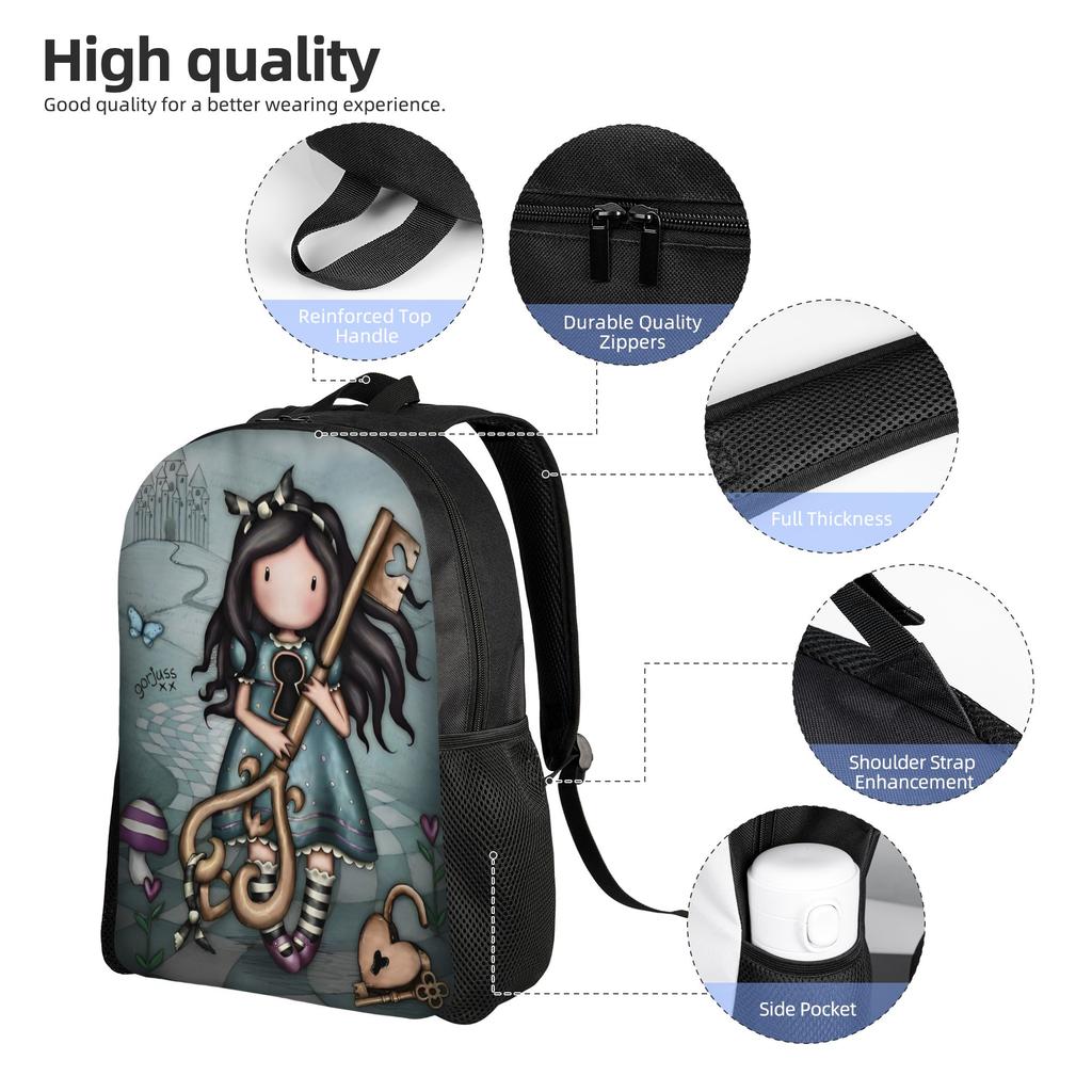 S-Santoro G-Gorjuss Rucksack für Männer Frauen Cooler Studenten Business Tagesrucksack Niedliche Puppen Spielzeug Laptop Computer Umhängetasche Geschenk