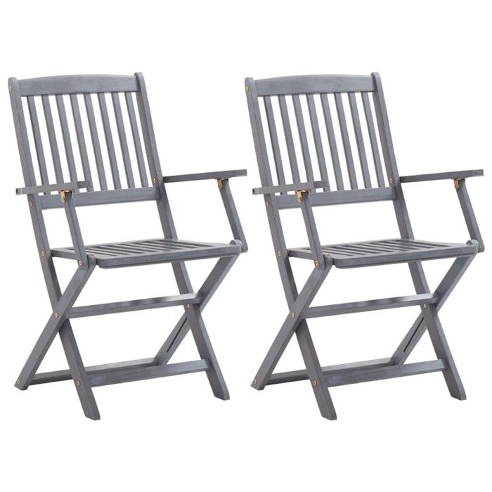VidaXL Set of 2 Outdoor Folding Chairs with Cushions, Patio Seats, Dining Chairs, Patio Furniture 3064497