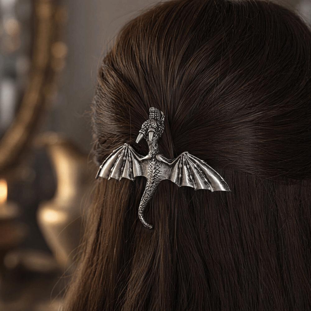 Vintage Flying Dragon Hair Clip Elegant Retro Spring Clip Viking Dragon Hairpin Valentine's Day