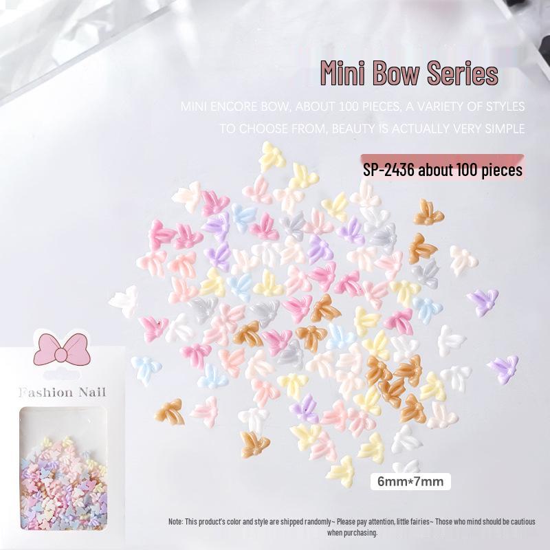 

Mini Candy Color Bow Tie Nail Charms - 100 Resin Decorations