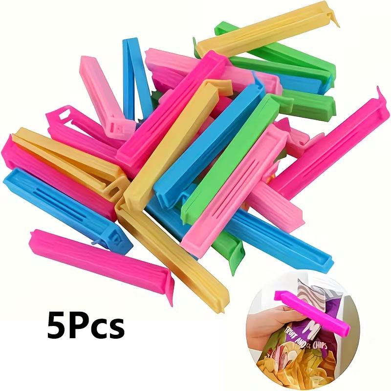 

Reusable Plastic Food Bag Clips Heavy Duty Kitchen Sealing Clips Moisture Proof Fresh Keeping Storage Clips for Food Bags Snacks Pantry Organization 5Pcs