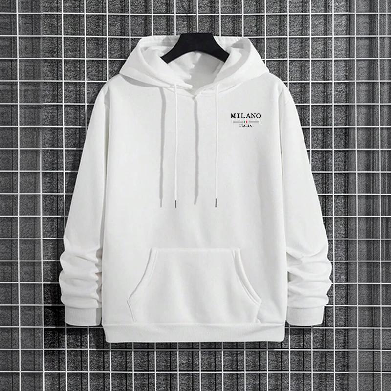 Italien Druck Herren Hoodie Hohe Qualität Langarm Einfarbiges Sweatshirt Urban Lässige Mode Sportliche Kapuzen-Oberbekleidung Herren Kleidung