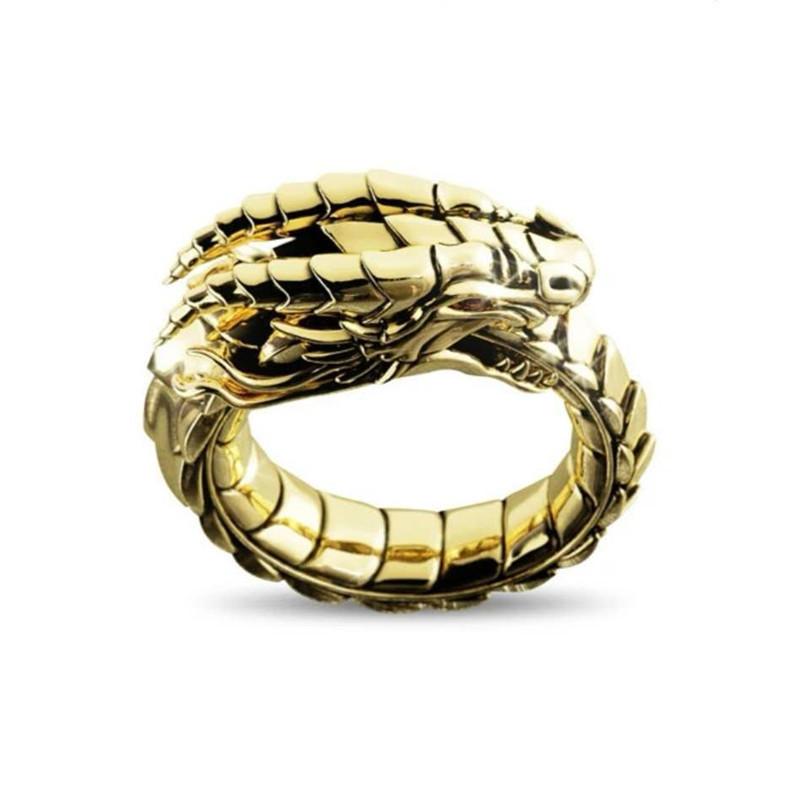 Gothic Punk Vintage rustfritt stål Dragon Ring Menn Amulett Dragon Mytologi Dyr Menns Ring Retro Viking Dragon Ring Smykker