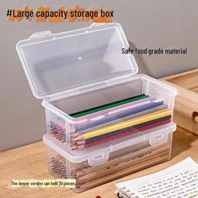 Large Capacity Transparent Pencil Box with Pen Holder for Colored Pencils, Crayons, and Drawing Supplies