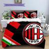 AC Mailand Fußballverein Muster Bettwäsche Bettdecken-Set Heimdekoration Geschenk (1 Bettbezug + 2 Kissenbezüge (ohne Füllung))