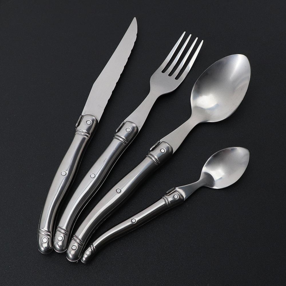 Jaswehome Stainless Steel Flatware Set Laguiole Decorated Dinner Knives Forks&Spoons Sets Western Dinnerware