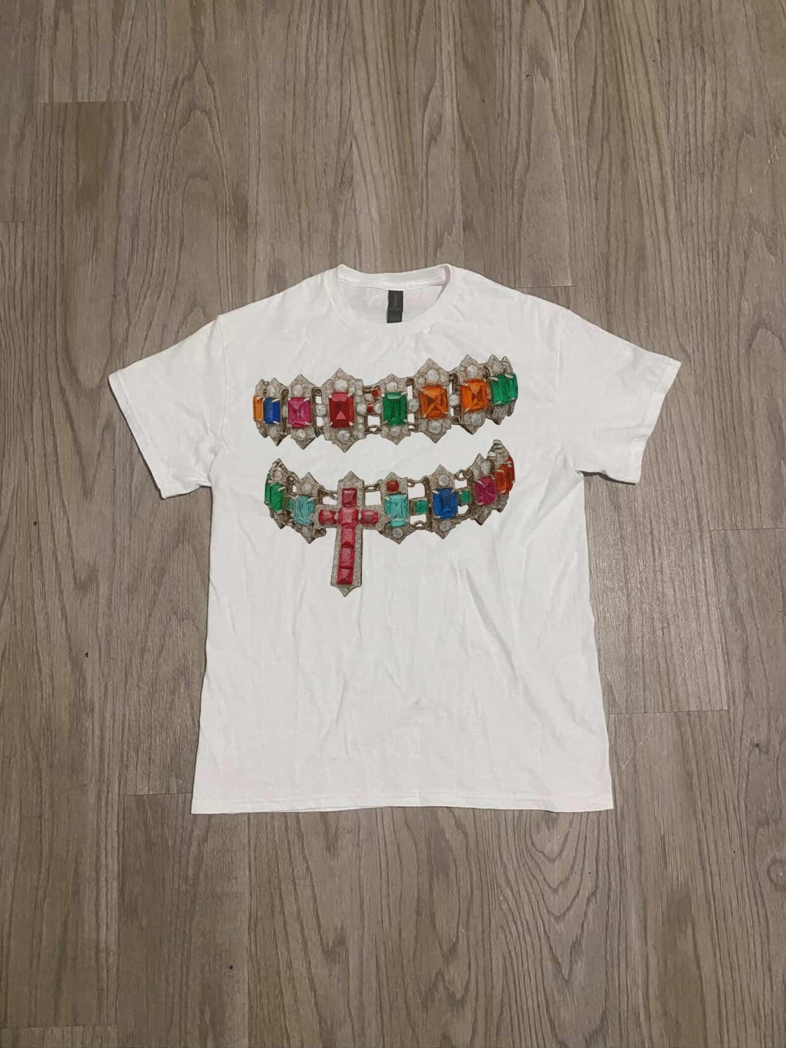 Vintage Cross Gemstone Graphic T-Shirt - Colorful Jewel Print Tee, streetwear, y2k, designer, fashion 3XL