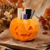 Creative Photography Props 3D Printed Geometric Pumpkin Pen Holder, Halloween Desktop Organizer, DIY Hand Painted Ornament Storage Container