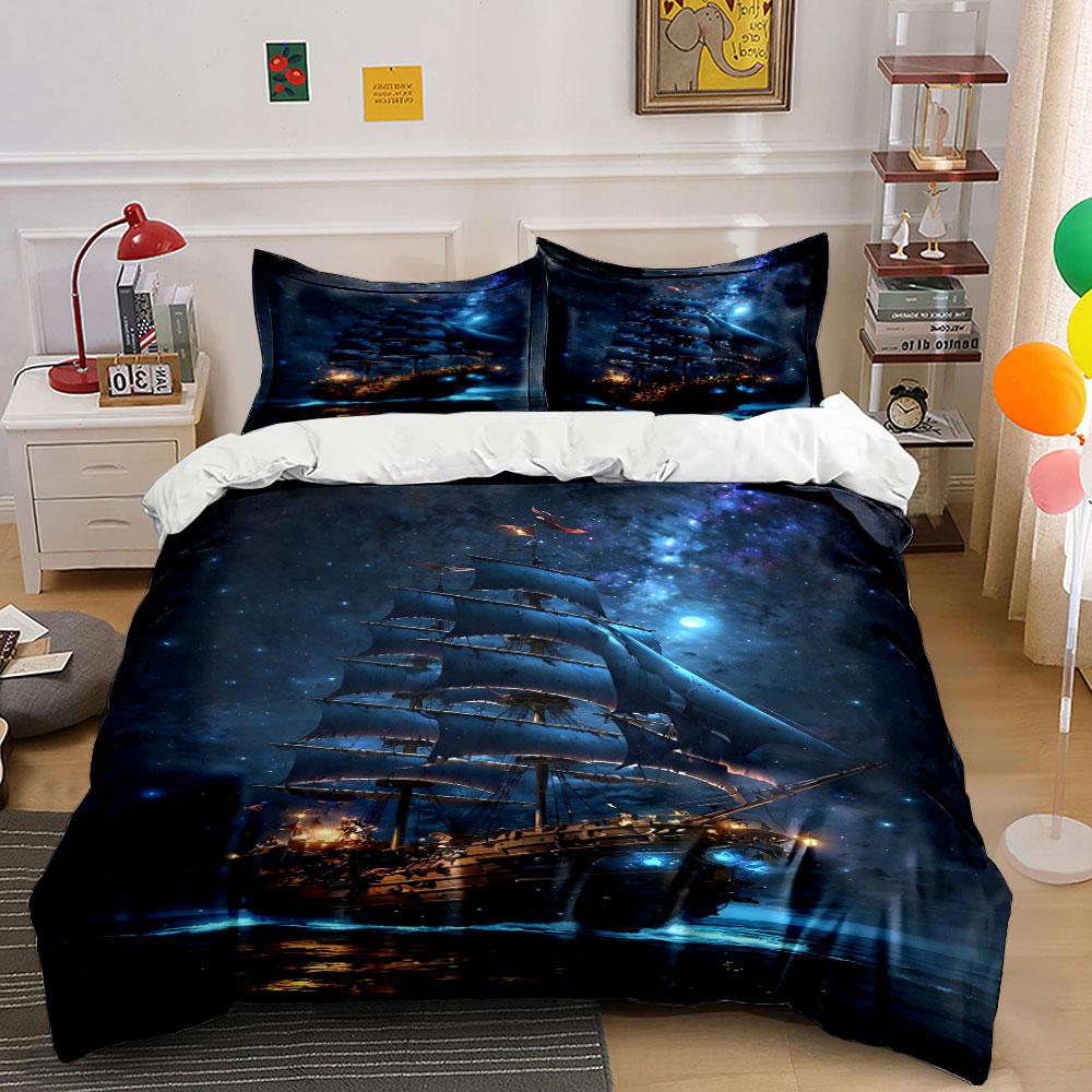 Sailing ship and stars. Bedding sets Duvet cover sets Duvet covers Pillowcases(1 * Duvet Cover 2 * Pillowcases without duvet insert)