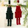 1/4Pcs Flocked Nutcracker Hanging Charm - Vintage Christmas Tree Pendant, Soft Retro Ornament for Holiday Home Decor
