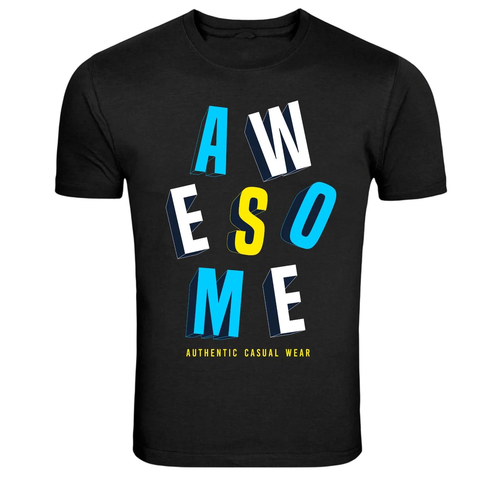 Awesome Authentic Casual Wear Typography Graphic T-Shirt 4XL