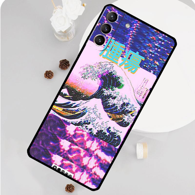Great Wave Retro Cyber Statue Phone Case For Samsung Galaxy S26 S25 S24 S20 S21 S22 S23 Ultra S10 Plus S25 FE Funda Cover