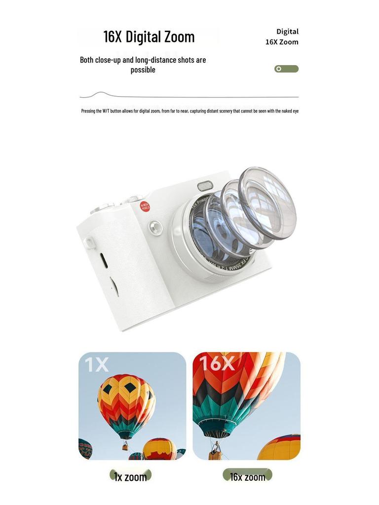 Retro 4K Flip Screen Mirrorless Camera for Students - High Definition, Portable, CCD Sensor