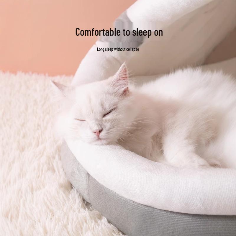 All-Season Semi-Enclosed Cat Sofa Bed – Warm Winter Nest for Kittens & Cats