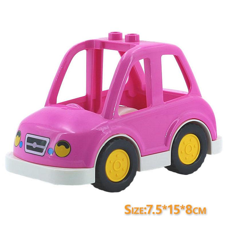 Trailer Car Motorcycle Boat Big Building Blocks Collocation Vehicle Accessory Kid DIY Toys Compatible With Duploed Set Gift