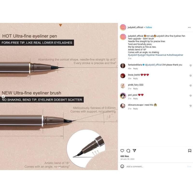 Judydoll - 18° Ultra-Fine Eyeliner - 3 Colours