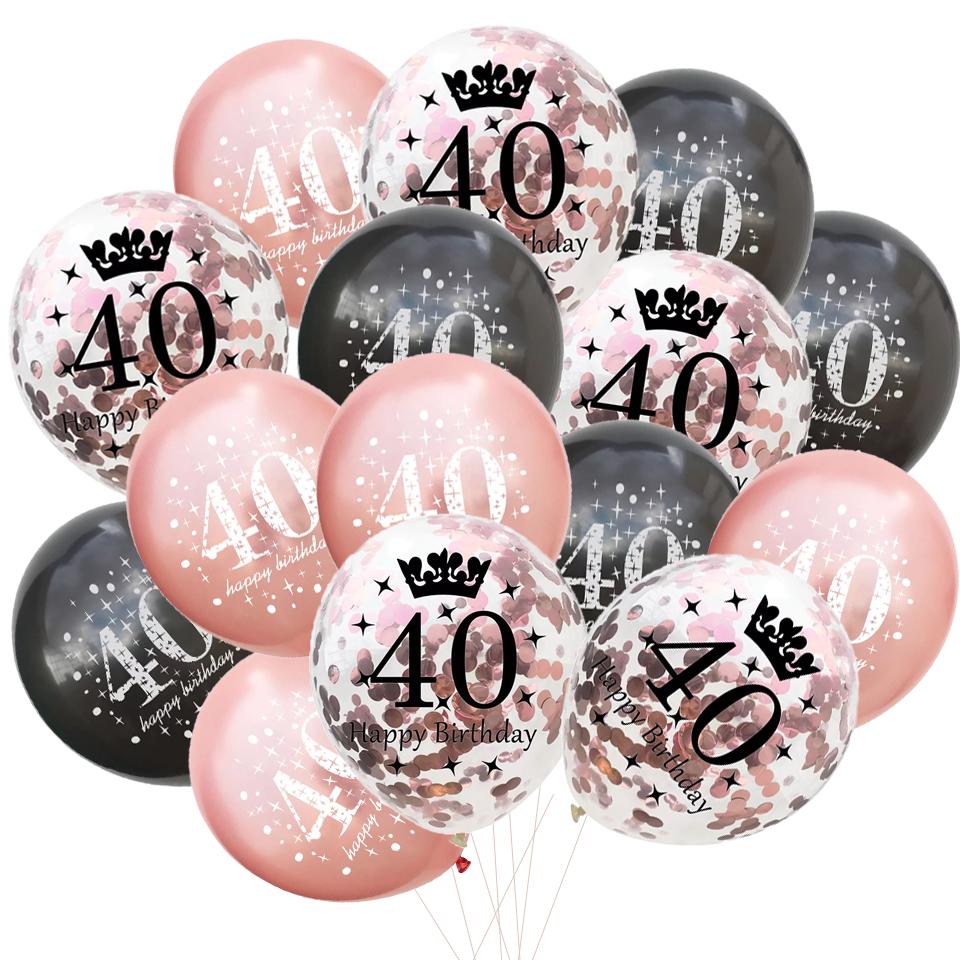 15pcs Birthday Inflatable Confetti Number Balloons 18 21 30 40 50 60 70 Year Party Decoration Adult Digit Helium Birthday Balons