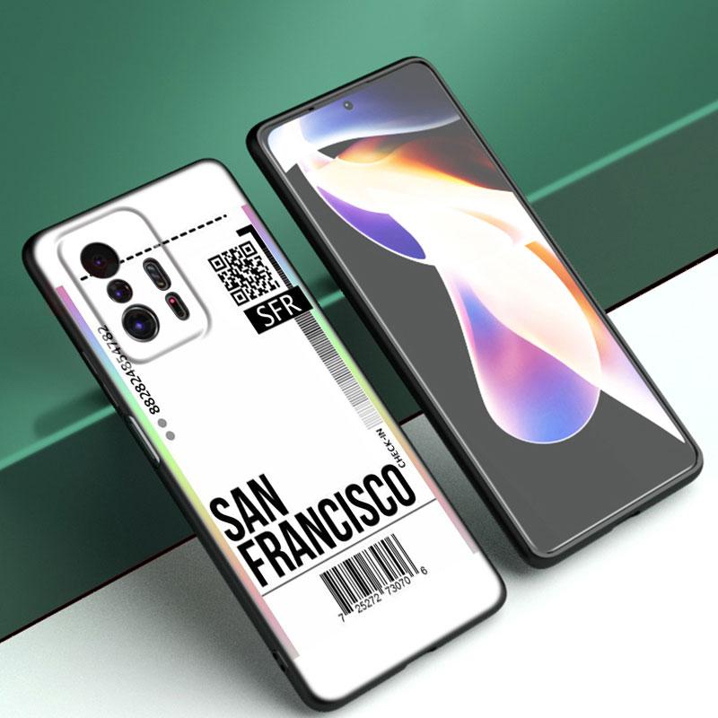 Travel Ticket Label Paris Phone Case For Xiaomi Mi A2 8 9 SE Note 10 10T 11 12 Lite 9T 11T 12S 12T Pro A3 6X 12X TPU Black Cover