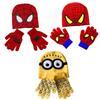 Stylish Children's Spiderman Minions Knitted Hat And Gloves Winter Warm Suit