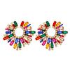 New Vintage Hollow Round Crystal Drop Dangle Earrings Trend Statement Rhinestone Ear Ring For Women Fashion Colorful Jewelry