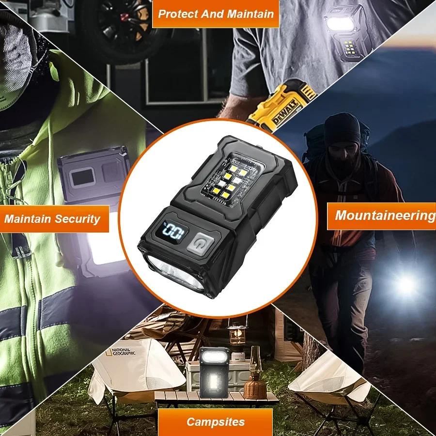 Mini Portable Flashlight 1500Lumens Super Bright LED Torch USB C Rechargeable Multifunctional Camping Fishing Emergency Lantern
