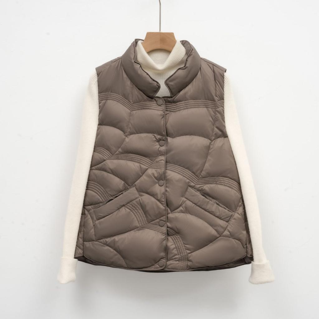 Women's Stand-up Collar Vest Women's Vest Women's New Down Jacket Autumn and Winter Sleeveless Warm Retro