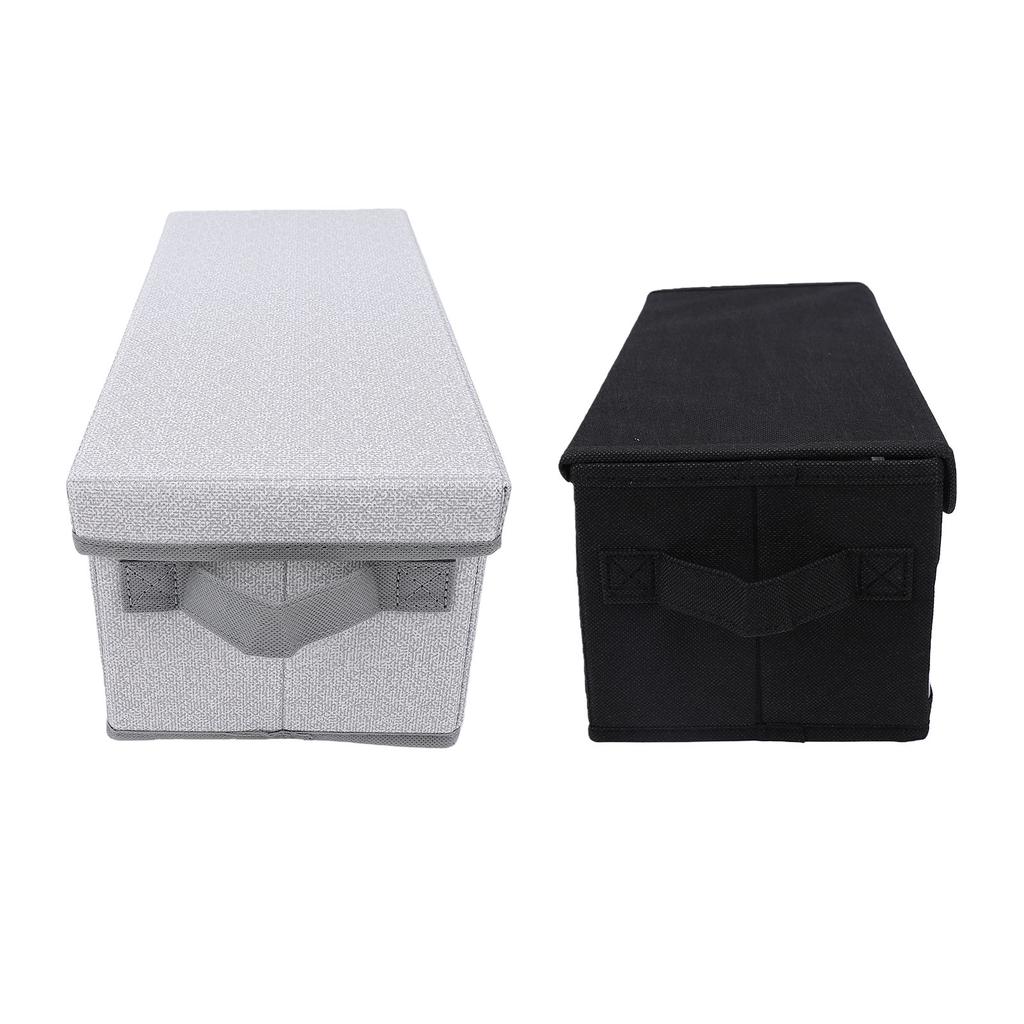 2PCS CD Storage Box with Lid Foldable High Capacity Stackable DVD Holder Case for Desktop Gray White+Black