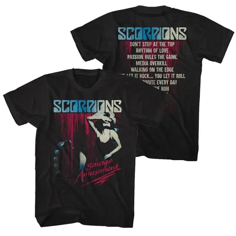 Scorpions Savage Amusement Album Double Sided Vintage T-Shirt Hard Rock Band Black Cotton Unisex T-shirts 4XL
