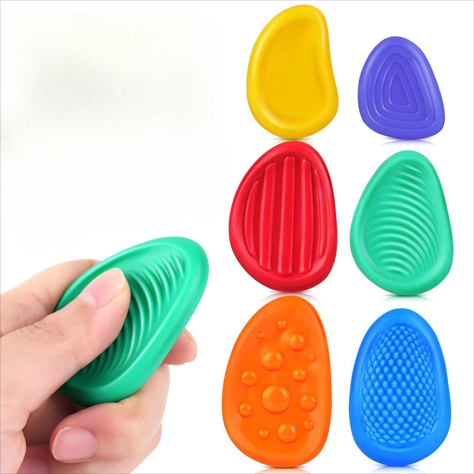 

2025 Новые спиннеры для взрослых, сенсорные силиконовые камни, 6 штук, текстурированные для детей с аутизмом, успокаивающие, игрушки для снятия стресса
