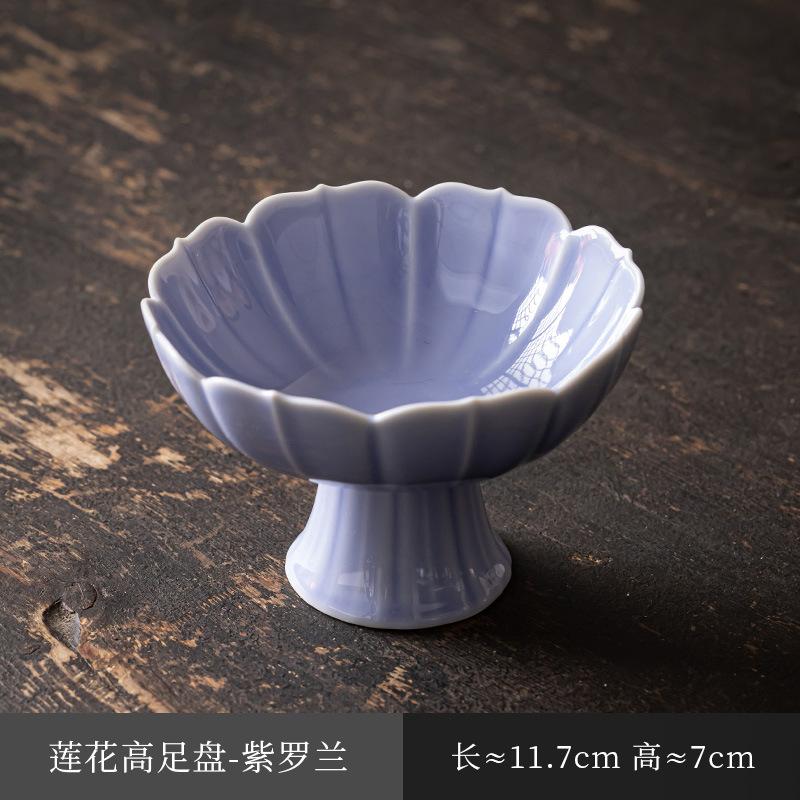 Čínská keramická mísa na ovoce na vysoké noze Zenová mísa na občerstvení pro Buddhu Talíř na pečivo Vynikající talíř na svačinu na vysoké noze Zásnubní talíř