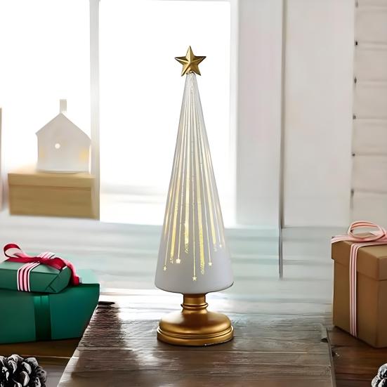 1/3Pcs Christmas Tree Decor with LED Light Built-in Timer Gradient Xmas Tree Sculptures Festive Home Decor
