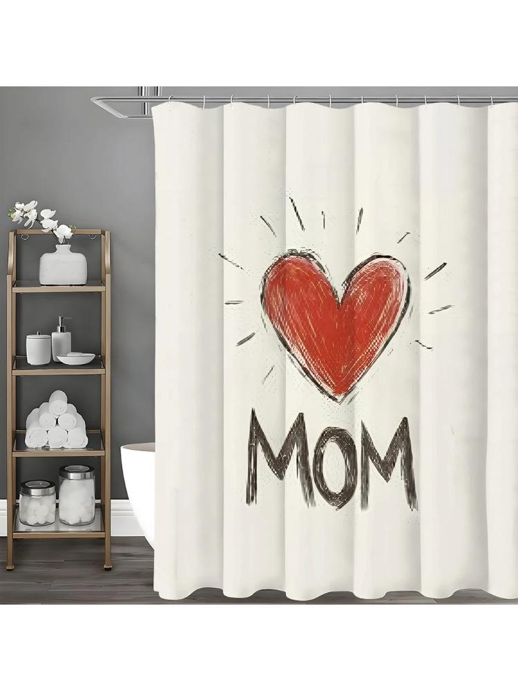 

Happy Mother S Day Love Shower Curtain, Bathroom Decorative Shower Curtain, Waterproof Shower Curtain With Hooks W60H190(CM)-1 Pcs