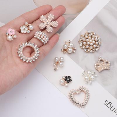 10 PCS Accessoires de Chapeau Scintillants Bouton Perle de Cristal Boutons Strass Épingles à Cheveux Perle Pince à Cheveux