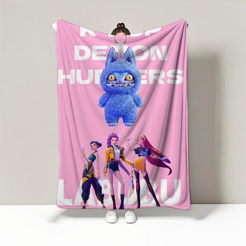 Cartoon Printing Fashion K-POP Rumi Mira Zoey Soft Fleece Warm Plush Flannel Blanket