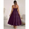 2026 Summer Hanging NeckPleated Elasticity Dress Loose Vacation Style A-line Dress Fashion Backless Slim Fit Sweet Dress Solid Color Clothing