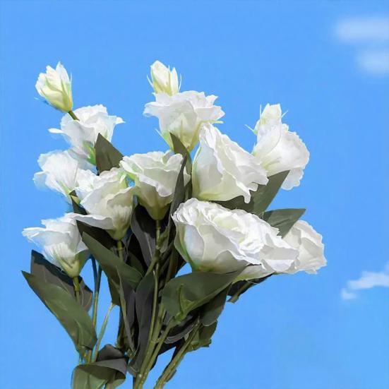 Umělá květina Eustoma Falešná hedvábná květinová větev s dlouhou stopkou Falešná květina