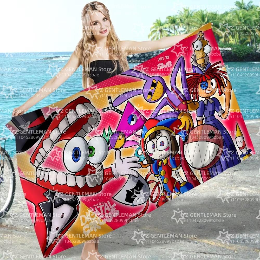Popular Anime The Amazing Digital Circus Bath Towel Microfiber Soft Water Absorbing Breathable For Girl Kids Cartoon Beach Towel