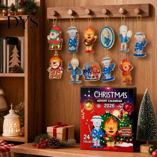 Surprise Gift Holders Christmas Advent Calendar 2026, 24-Day Countdown with 24 Festival Celebration Supplies Acrylic Pendants, Anime Themed