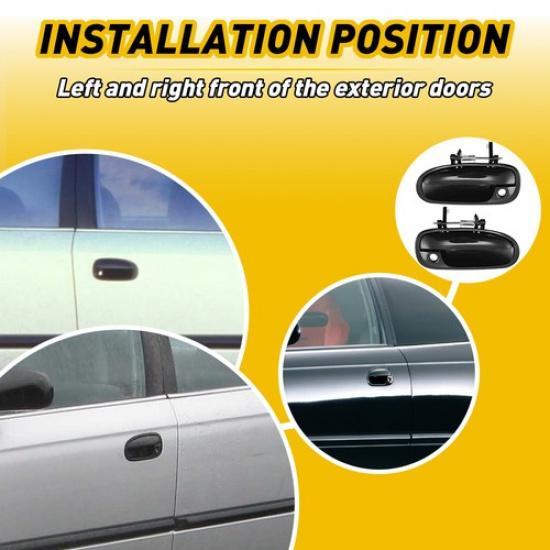 Exterior Door Handle Set For 96-2000 Honda Civic Primed Plastic Front Left Right