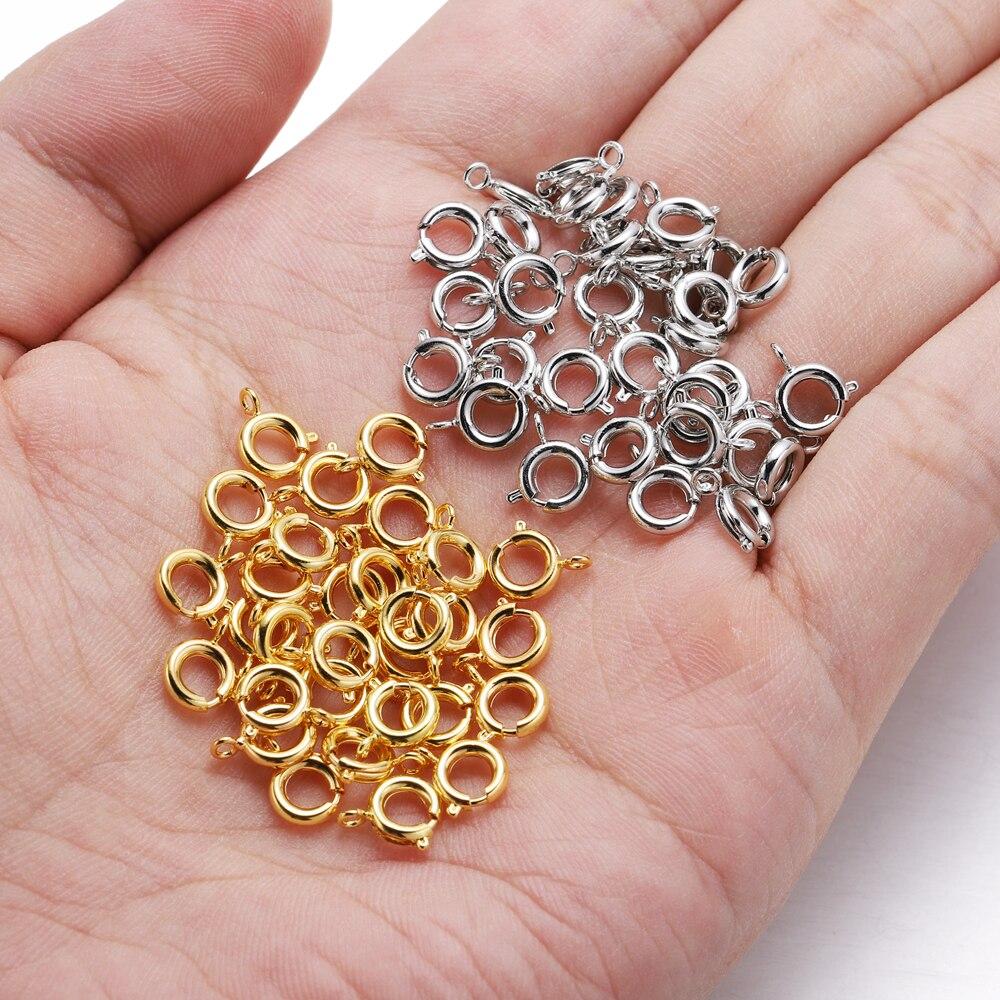 30Pcs Gold Plated Round Claw Spring Clasps Connectors for DIY Jewelry Making Supplies Accessories