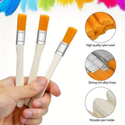 10/20pcs Painter Brush Small Nylon Bristles Flat Brush Paint Oil Brush for Art Painting Supplies DIY Paint Wall,Paint Brush Set