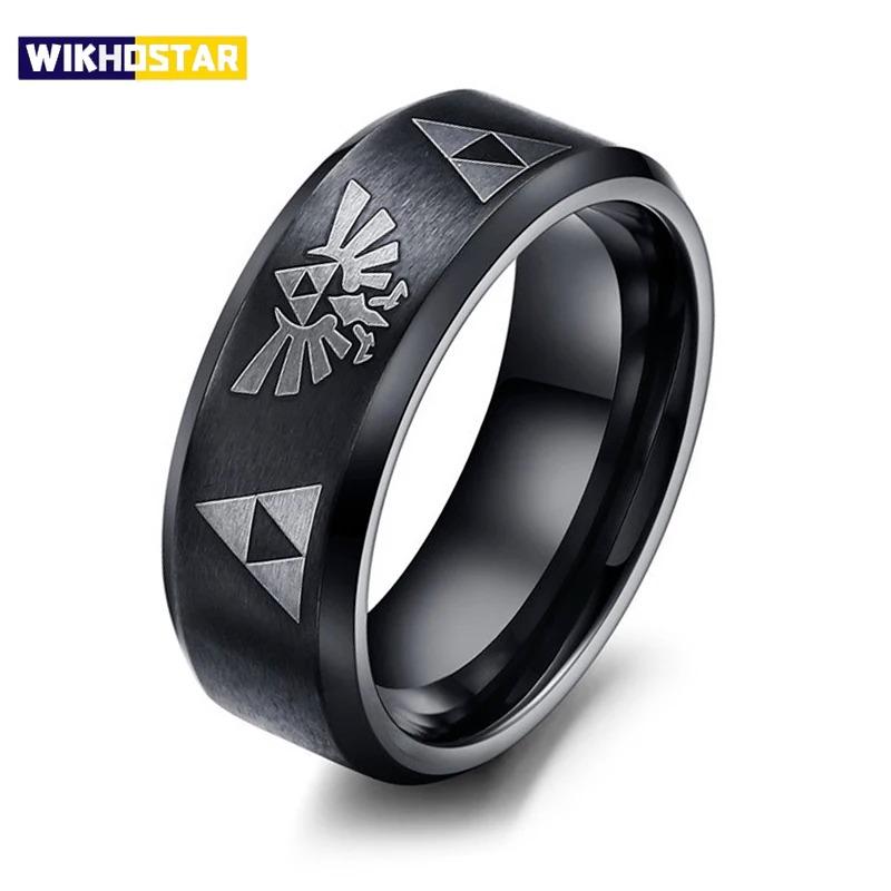 Mode Anime Triforce Dreieck Symbol Bandring für Männer Frauen Edelstahl Fingerringe Cosplay Party Schmuck Geschenke