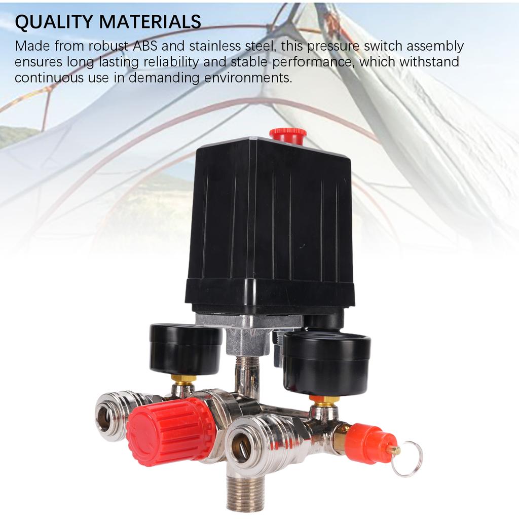 Air Compressor Pressure Switch 175PSI Vertical Switch Manifold Regulator with Valve Control Regulato