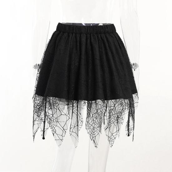 Stylish Punk All-Match Breathable Spider-Web Net Yarn Tassel Mini Skirt Party Garment Summer Skirt
