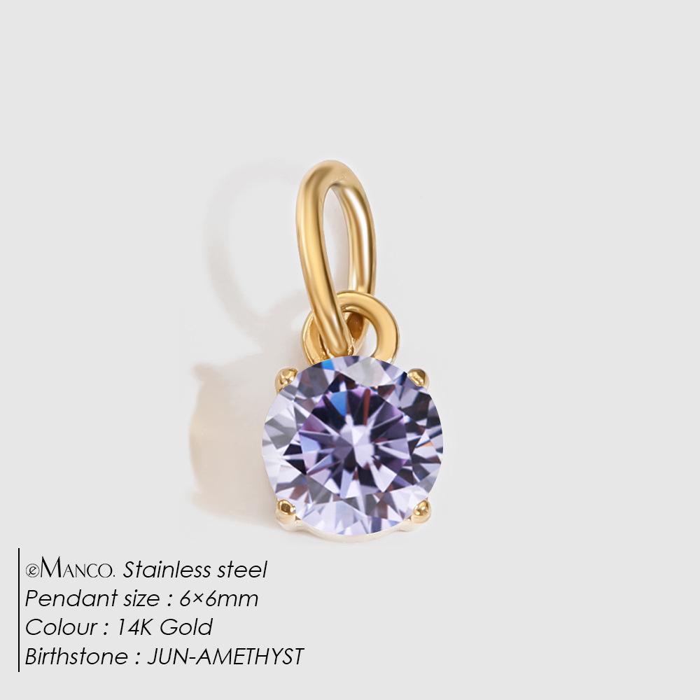eManco DIY Jewelry Accessories: Stainless Steel Round Cubic Zirconia Pendant Necklace